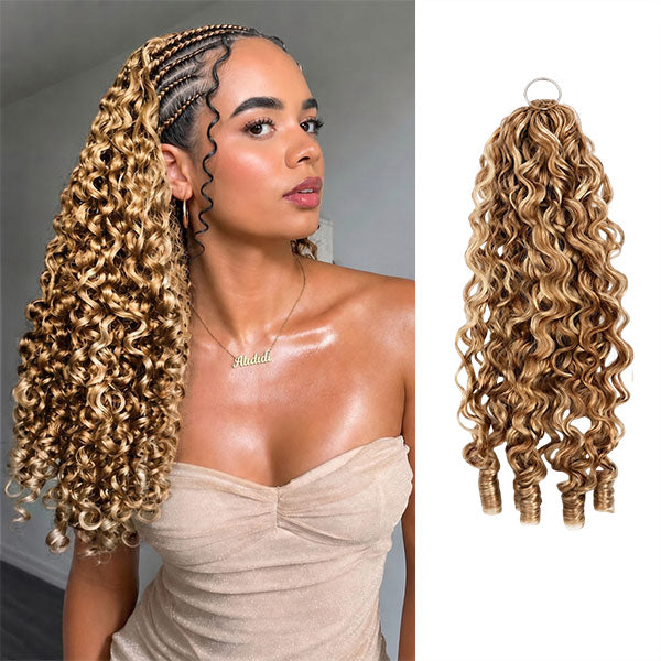 Pre-sale | OQ HAIR Pre Separated Brown Blonde Blend Burmese Curly Crochet Human Hair #27/30/613 Color For Boho Braids