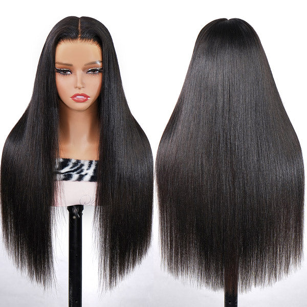 OQ HAIR Glueless Yaki Straight FreedoorM Wig Back Hole Design Pre-Cut 9x6 Skin Lace Wear Go Wig With Adjustable Fit Drawstring