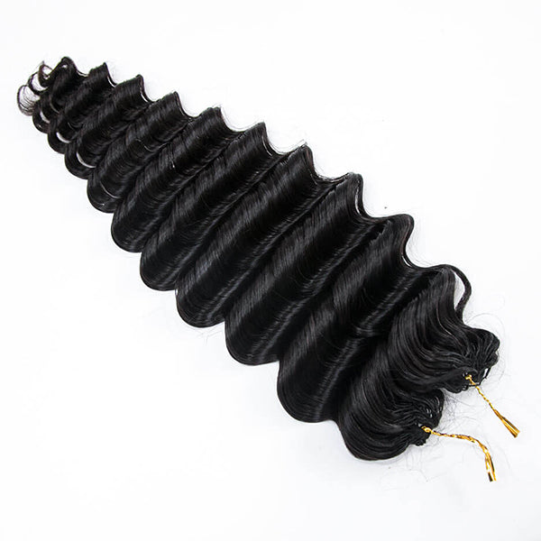 Deep Wave Soft Seamless Crochet Hair Natural Black Human Hair Extension