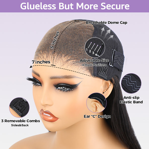 OQ HAIR Kinky Straight Wear Go Wig 100% Glueless Wig Bleached Knots 7x5 Pre-cut HD Lace