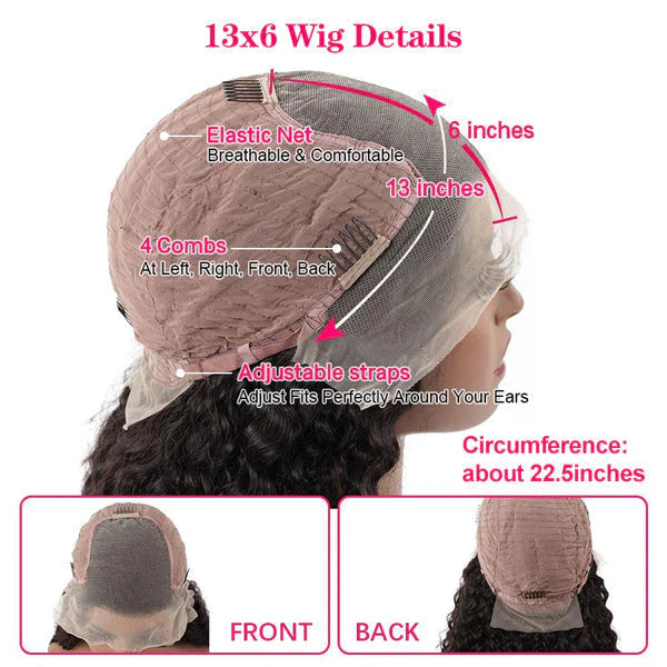 Deep Wave Human Hair HD Lace Front Wigs Natural Look Brazilian Deep Curly 13x4 13x6 Virgin Hair Frontal Wig
