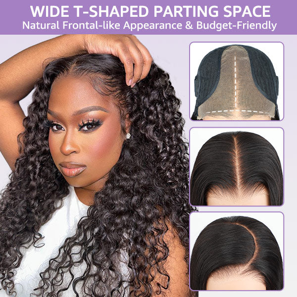 OQ HAIR Deep Wave Pre-Cut 9x6 T Part Lace Wig Bleached Knots Wear Go Wig With Realistic Parting
