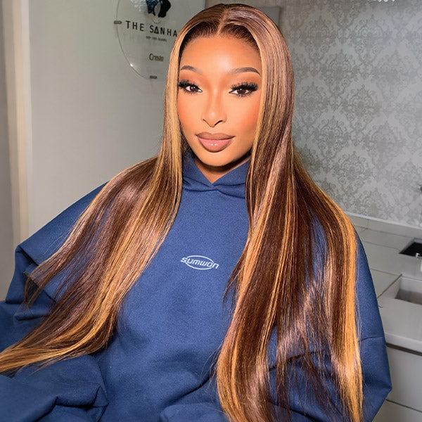 Flash Sale | Straight Highlight Ombre 4/27 Color Wear Go Wig Full 220% Density