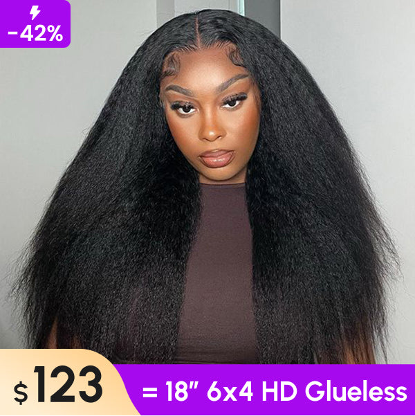 Clearance Sale | Kinky Straight Wear Go Glueless Wigs 6x4 HD Lace Closure Wigs 100% Human Hair For Women