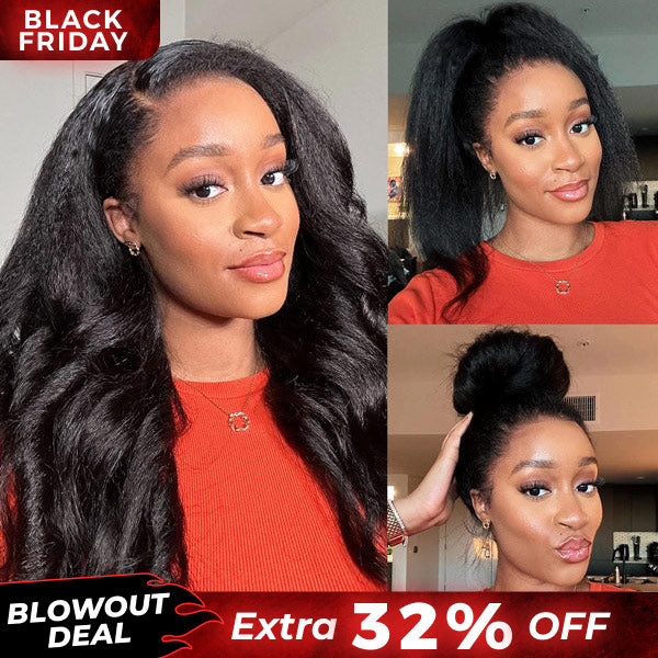 3 In 1 Half Wig | Easy Wear Kinky Straight Wear Go Half Wig Comfortable Fit No Glue Needed