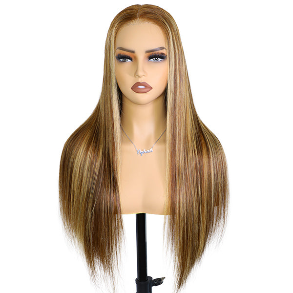 OQ HAIR Straight Highlight Ombre 4/27 Wear Go Glueless Wig 360 Pre-cut Lace Wig