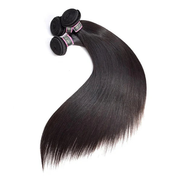 Straight Virgin Human Hair 3 Bundles With 2x6 Deep Parting HD Lace Closure