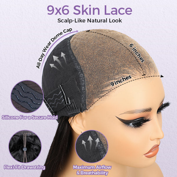 OQ HAIR Pixie Curly 1B/Reddish Brown Ombre Color Drawstring Wig Perfect Melted 9x6 Skin HD Lace Glueless Wear Go Wig Bleached Knots
