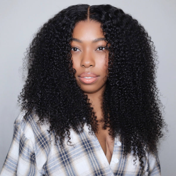 Afro Curly Elastic Drawstring V Part Wig No Leave Out Glueless Wig Beginner Friendly