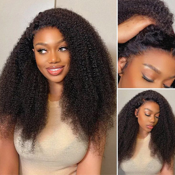 3 In 1 Half Wig | Afro Curly Flexible Fit Half Wig With Drawstring Natural Hairline Beginner Friendly