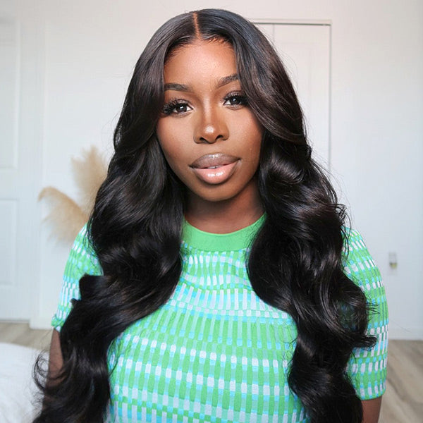 100% Glueless Body Wave Wear Go Wig Pre-cut 7x5 HD Lace Bleached Knots
