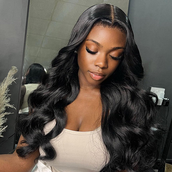 100% Glueless Body Wave Wear Go Wig Pre-cut 7x5 HD Lace Bleached Knots