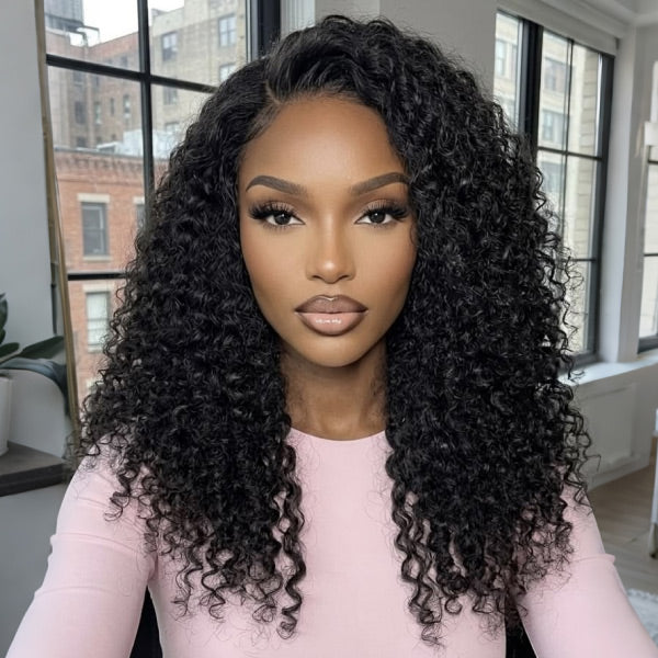 OQ HAIR Bouncy Defined Glueless Burmse Curly 13x6 Lace Long Length Wear Go Wig With Drawstring Cap