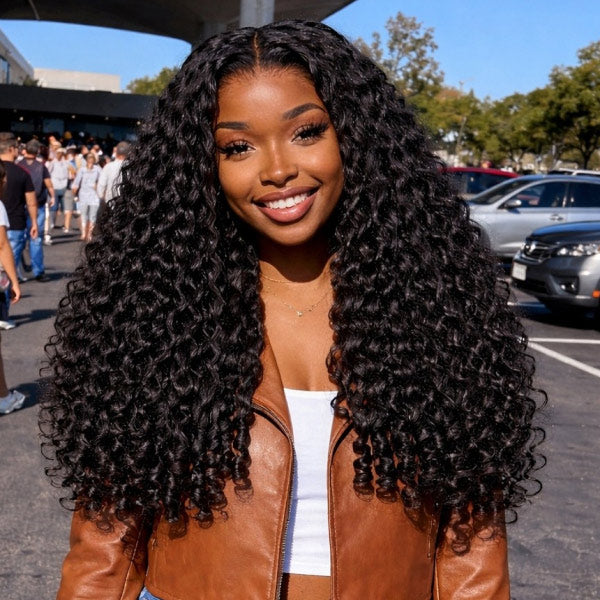 OQ HAIR Bouncy Defined Glueless Burmse Curly 13x6 Lace Long Length Wear Go Wig With Drawstring Cap