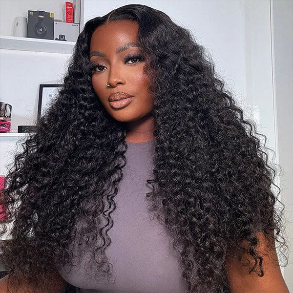 OQ HAIR Deep Wave Wear Go Glueless Wig Bleached Knots Pre-cut 7x5 HD Lace Wig