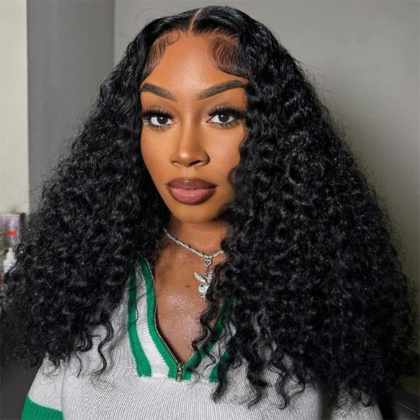 OQ Hair Deep Wave Invisi-Drawstring 360 Lace Glueless Wig Bleached Knots Wear Go Wig