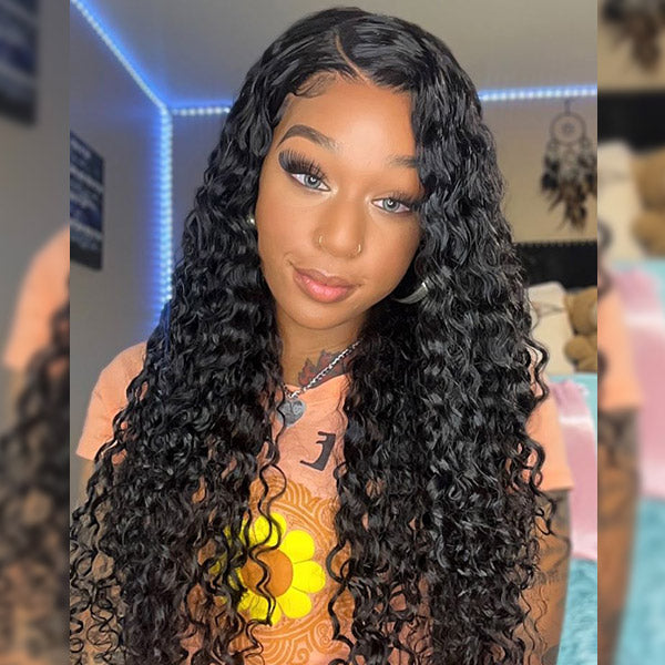 OQ HAIR Deep Wave Wear Go Glueless Wig Bleached Knots Pre-cut 7x5 HD Lace Wig