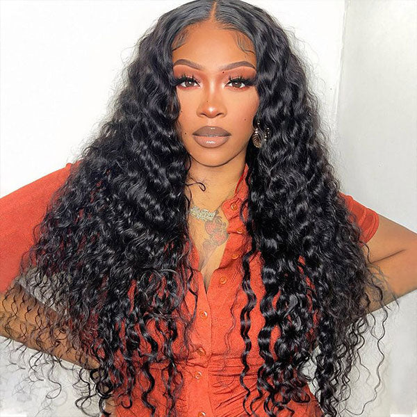 OQ HAIR Deep Wave Wear Go Glueless Wig Bleached Knots Pre-cut 7x5 HD Lace Wig