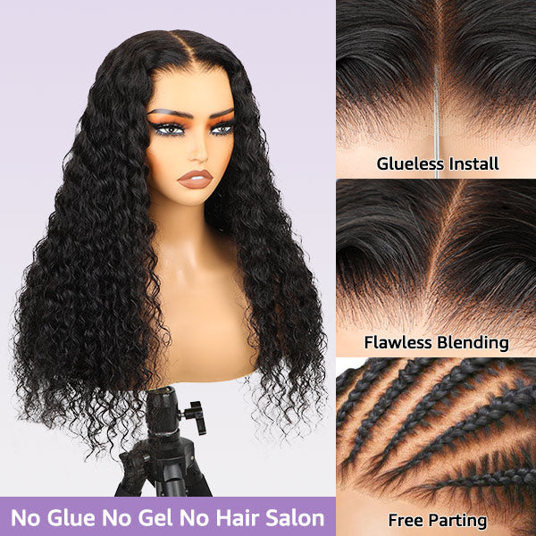 OQHAIR Deep Wave Wear Go Glueless Wigs 4x6 HD Lace Pre Cut Lace Closure Wigs