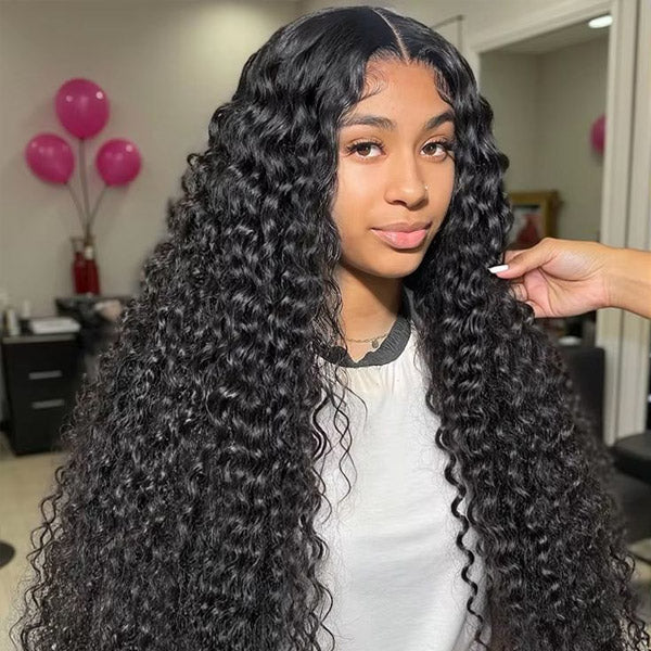 OQ HAIR Deep Wave Pre-Cut 9x6 T Part Lace Wig Bleached Knots Wear Go Wig With Realistic Parting