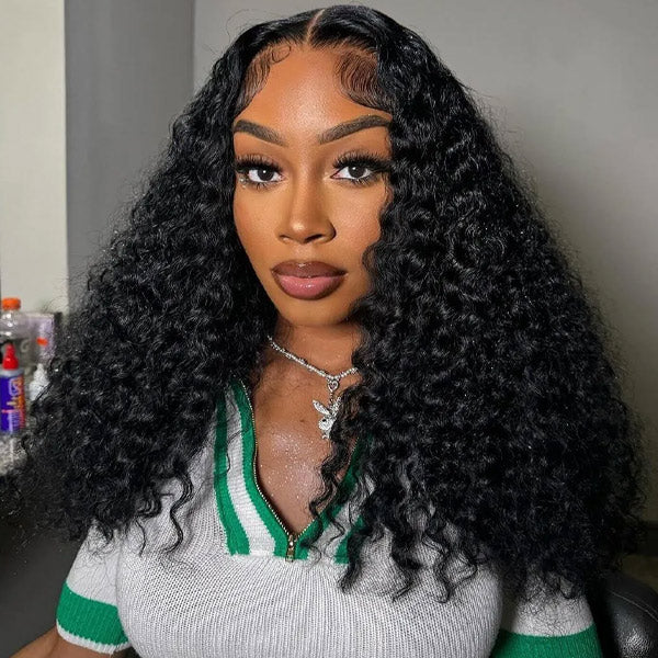 OQ HAIR Deep Wave Pre-Cut 9x6 T Part Lace Wig Bleached Knots Wear Go Wig With Realistic Parting