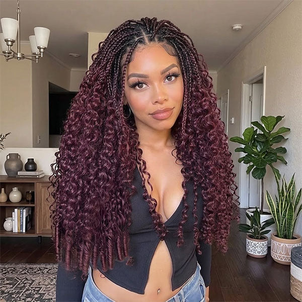 Pre-sale | OQ HAIR Blackcurrant Brunette Burmese Curly Pre Looped Human Hair Featuring Invisible Knots for Quick Installation