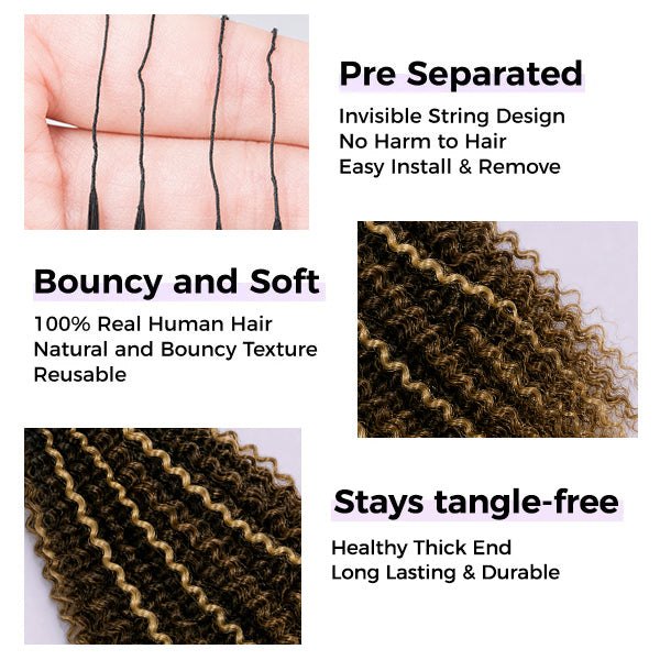OQ HAIR 1B/3/27 Highlight Kinky Curly Crochet Human Hair Shed-Free Easy Install