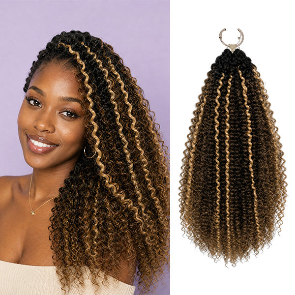 OQ HAIR 1B/3/27 Highlight Kinky Curly Crochet Human Hair Shed-Free Easy Install