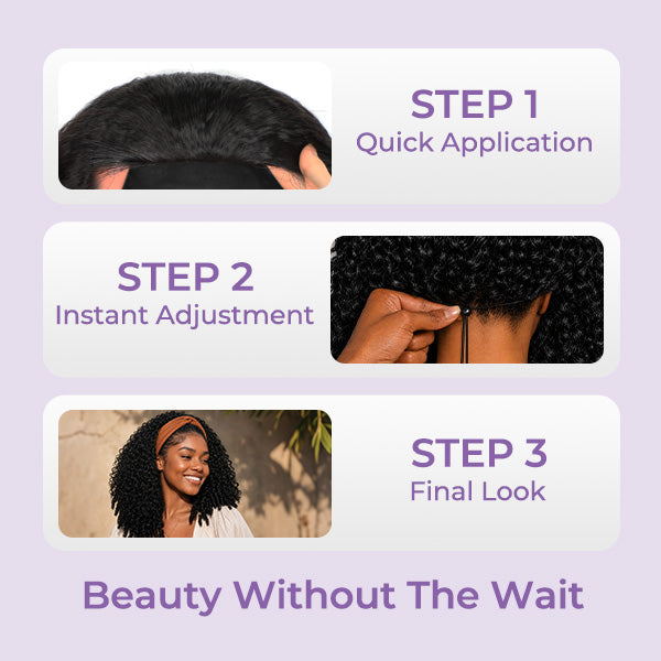 24h Shipping | Burmese Curly Human Hair Half Wig Glueless Wear Go Seamless Blend Flip Over Wig