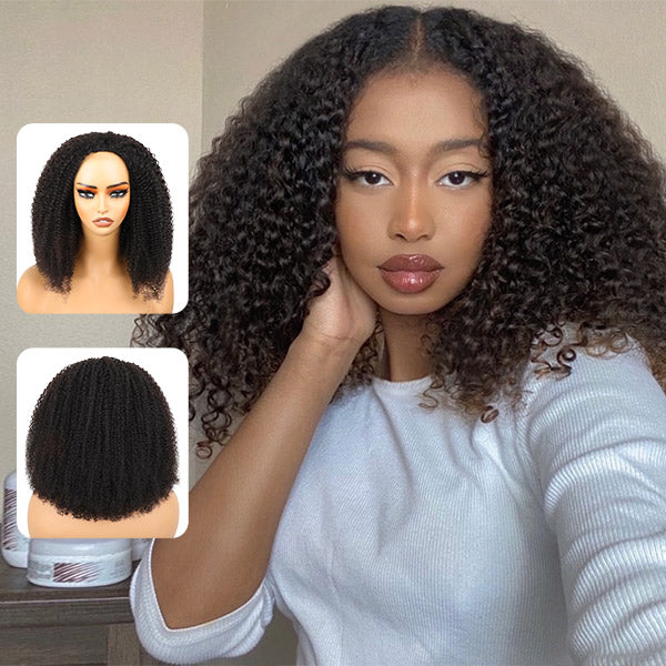 3 In 1 Half Wig | Kinky Curly Glueless Half Wig Invisible Hairline Protective Style