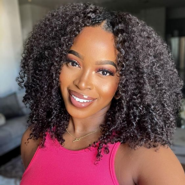 Curly Afro V & U Part Wig for Women Glueless Human Hair Wigs No Leave Out