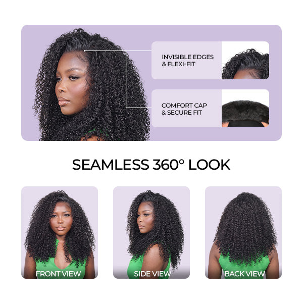 24H Shipping | Kinky Curly Glueless Wear Go Half Wig Invisible Hairline Protective Style