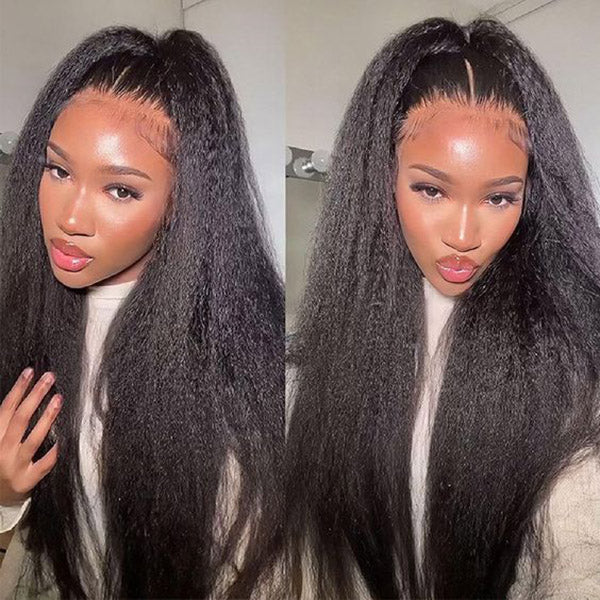 OQ Hair Kinky Straight Invisi-Drawstring 360 Glueless Wig All-Day Comfortable Wear Go Wig