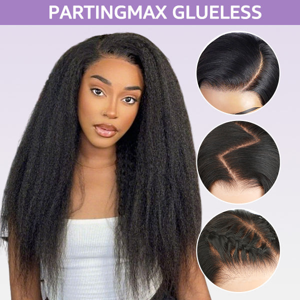 Kinky Straight Bleached Knots Pre-Cut 13x4 13x6 HD Lace Frontal Wig Wear Go Wig With Adjustable Drawstring