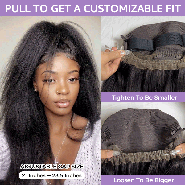 TikTok Viral Kinky Straight Flexible Fit 360 Lace Front Wear Go Glueless Wig