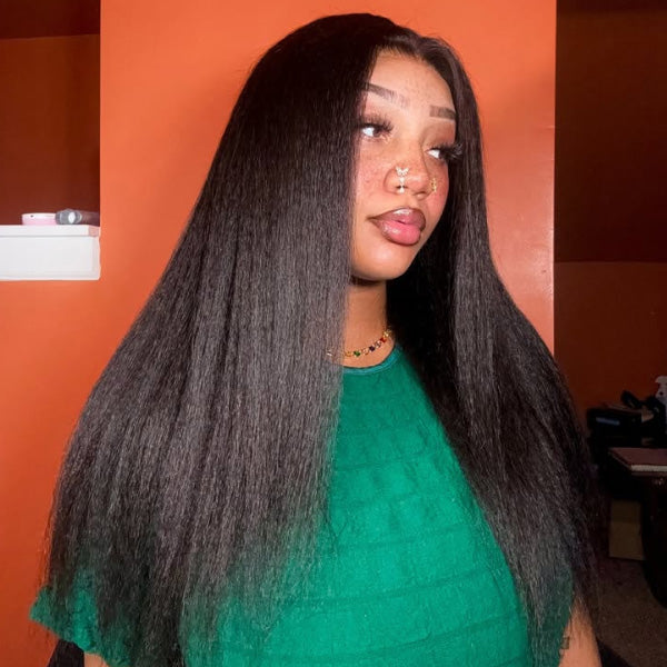 OQ HAIR Kinky Straight Extremely Full 9x6 Skin HD Lace Long Wear Go Glueless Wig For Daily Glam