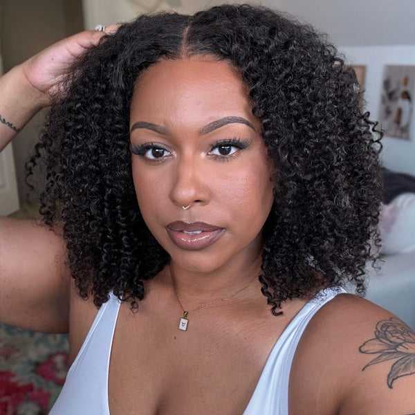 OQ HAIR Kinky Curly Realistic Scalp 9x6 T Part Lace Wear Go Wig No Glue Need Pre-Cut Lace Natural Hairline