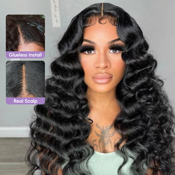 loose deep glueless v part wig