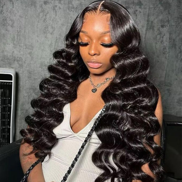 Loose Deep Elastic Drawstring Glueless V Part Wig With Pre-plucked Hairline