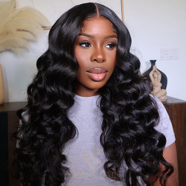 OQ Hair Ocean Wave 360 Glueless Wig Bleached Knots With Invisi-Drawstring Adjustable Size