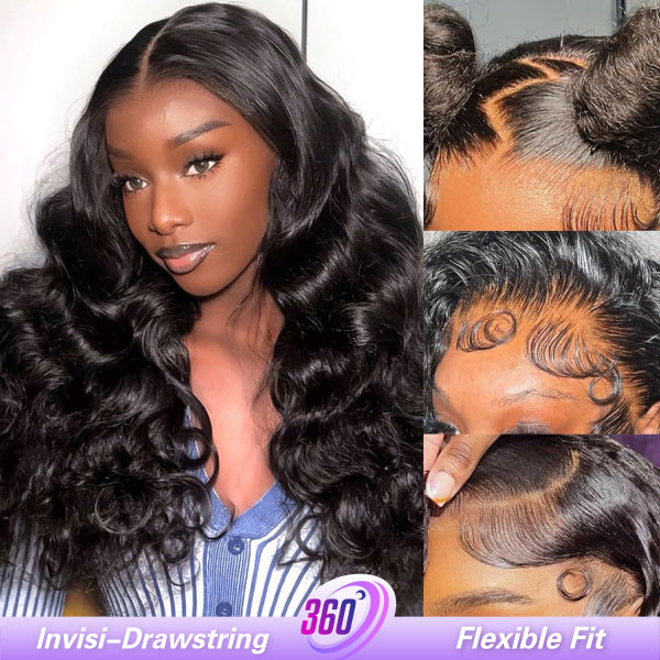 OQ Hair Ocean Wave 360 Glueless Wig Bleached Knots With Invisi-Drawstring Adjustable Size