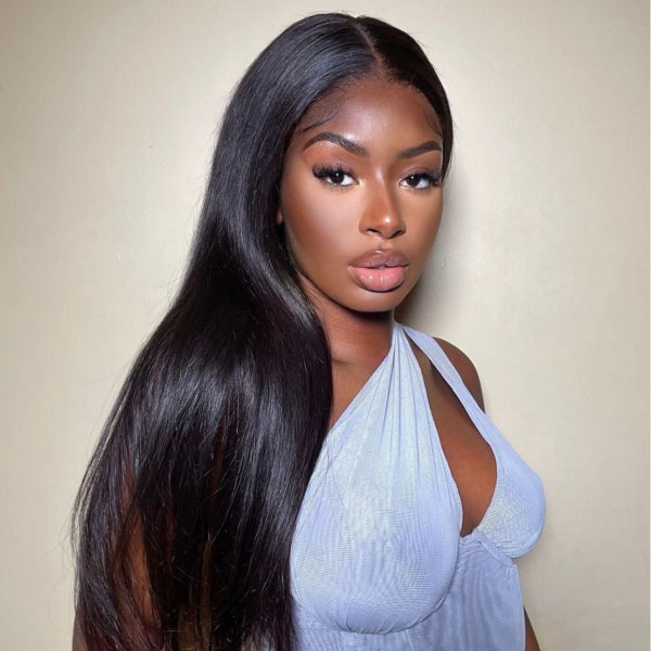 Straight V Part Wig No Leave Out Thin Part Glueless Wigs Human Hair Wig 180% Density