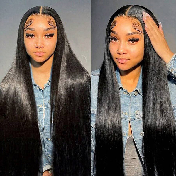 OQ HAIR Long Length Soft Straight Hair Perfect Melted 7x5 9x6 Skin HD Lace Glueless Wear Go Wig Bleached Knots
