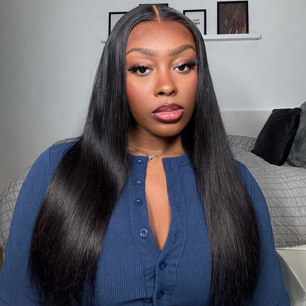 OQ HAIR Long Length Soft Straight Hair Perfect Melted 7x5 9x6 Skin HD Lace Glueless Wear Go Wig Bleached Knots