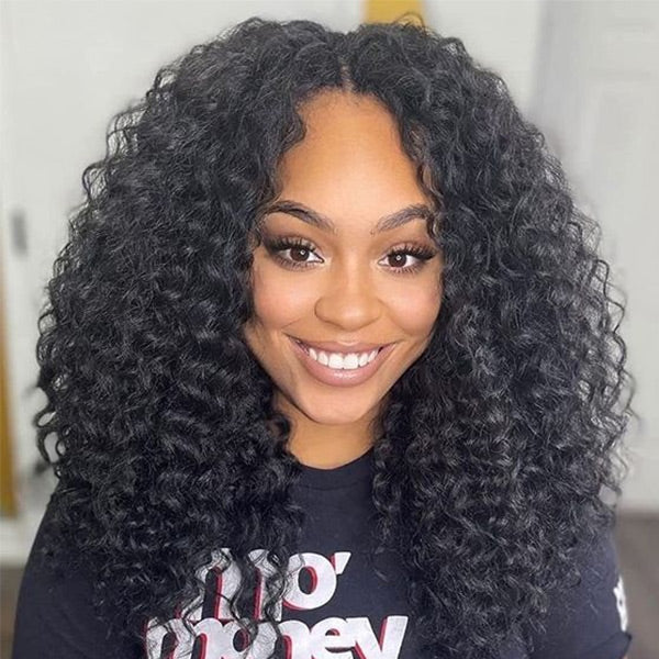 Deep Wave V Part Wig No Leave Out Thin Part Glueless Wigs Human Hair Wig 180% Density