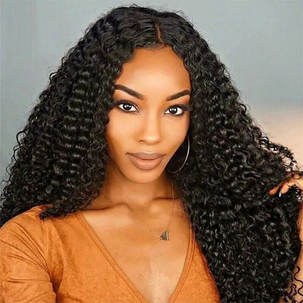 Water Wave V Part Wig No Leave Out Thin Part Glueless Wigs Human Hair Wig 180% Density