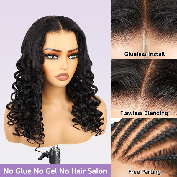 OQHAIR Wand Curl Wear Go Glueless Wig 4x6 HD Lace Pre Cut Lace 100% Glueless Wig Preplucked with Natural Hairline