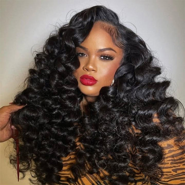 OQ Hair Wand Curl 360 Glueless Wig Bleached Knots Invisi Drawstring Human Hair Wig