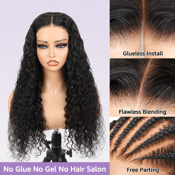 OQHAIR Water Wave Pre-Bleached Knots Wear Go Wigs 4x6 HD Lace 100% Glueless Pre-cut Lace Closure Wigs Preplucked Natural Hairline