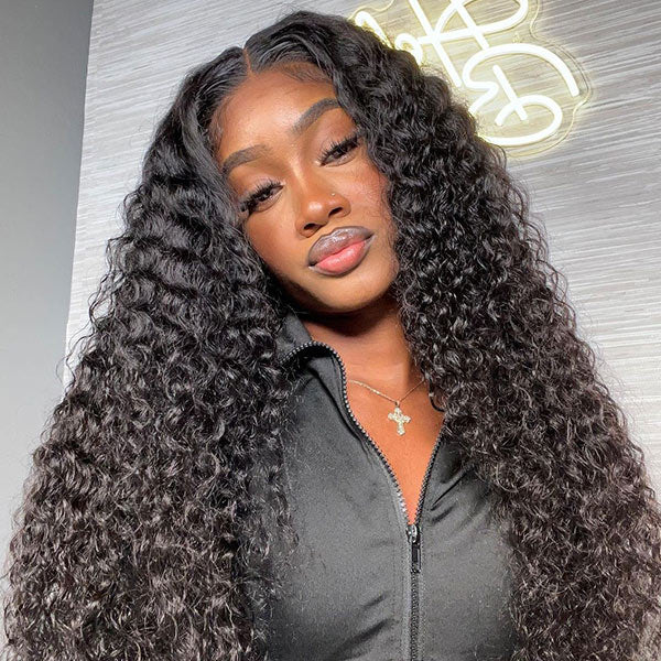 OQ HAIR Water Wave Wear Go Wig Pre-cut 7x5 HD Lace Bleached Knots Wig With Pre-plucked Hairline